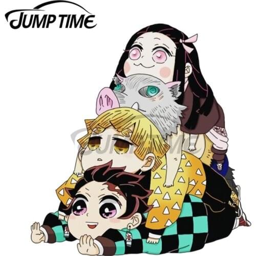 JumpTime 13 x 8.9cm Demon Slayer Gang Cute Vinyl Car Stickers Surfboard Windshield Decoration Windows Bumper Trunk VAN SUV Decal