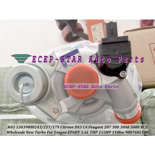 K03 53039880243 53039880217 53039880179 9807682180 Turbo For Citroen DS3 C4 For Peugeot 207 308 3008 5008 RCZ 05- EP6DT 1.6L THP