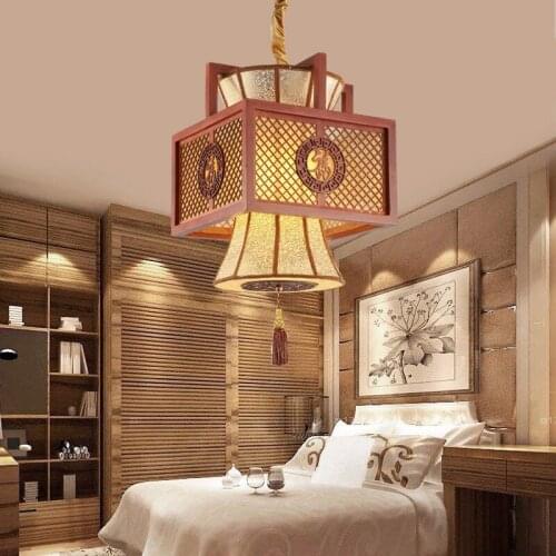 Chinese wooden pendant lights restaurant lights dining room lamp antique log lamp corridors Hotel villa house pendant lamp ZA913