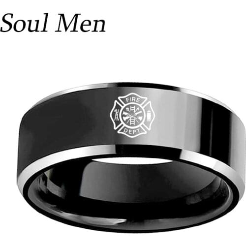 Dropshipping USA UK Canada Russia Brazil 8MM Firefighter Fireman Engraved Ring Male Female New Tungsten Wedding Band