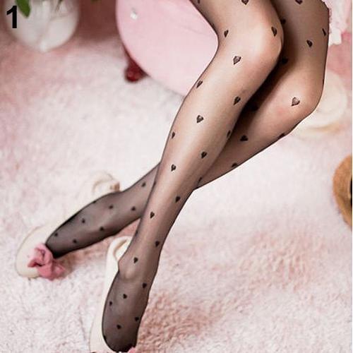 Womens Sexy Multi-Patterns Full Foot Thin Semi Sheer Tights Pantyhose love dots feminine sense ultra-thin black white stockings