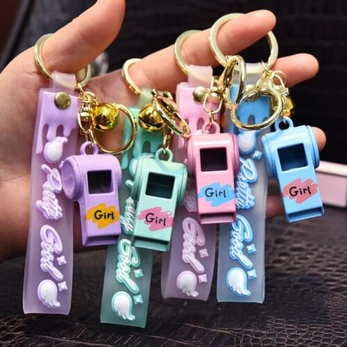 Creative Alloy Whistle Keychain Cartoon Trend Car Key Chain Bag Pendant Couple Creative Small Gifts Keyring Jewelry Accessories