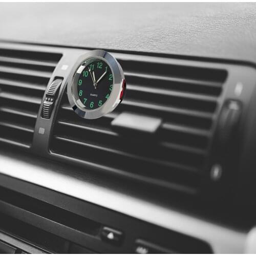 LEEPEE Quartz Ornaments Car Clock Mechanics Mini Car Decoration Car-Styling Watch Car Air Vent Clip Clock Black Silver