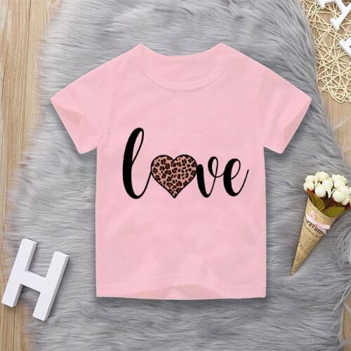 Leopard Print Cool Casual Fashion Kids Tops For Girls Moms Love Babies Pattern Boys Clothing Children Clothes Baby Girl T Shirt
