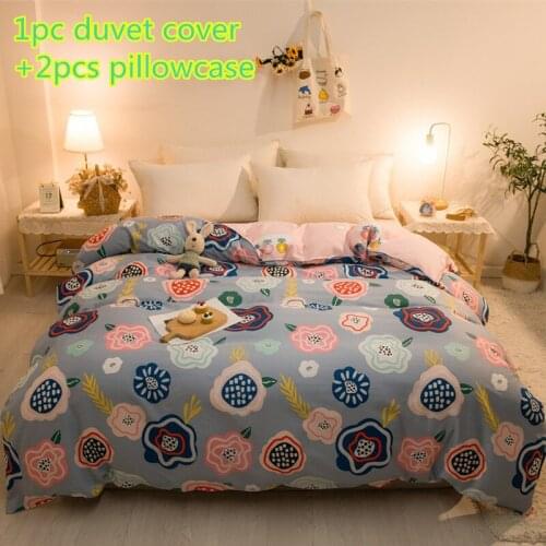 Fashion Modern Cotton Duvet Cover Cute Blue Pink Flower Quilt Cover Sets Girls Single King Size Bedding Soft Comforter Cover