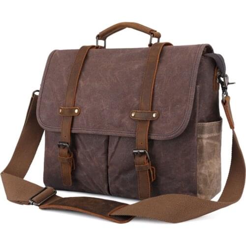 Men Shoulder Bag Retro Men Oil Wax Canvas Bag Waterproof and Wear-resistant Men Messenger Bag Male bag Laptop Briefcase for Men