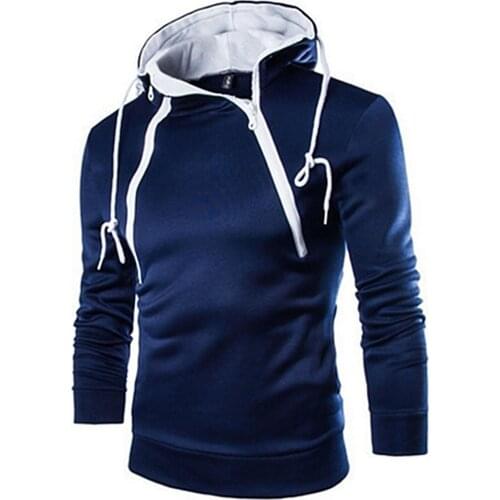 Oversize Hoodie Men Autumn Winter Double Zipper Long Sleeve худи Color Block Coat Hoodie Sweatshirt