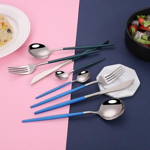 24 Pieces of Stainless Steel Portugal Cutlery Knife, Fork and Spoon Suit European Hotel Western Steak Knife and Fork Spoon
