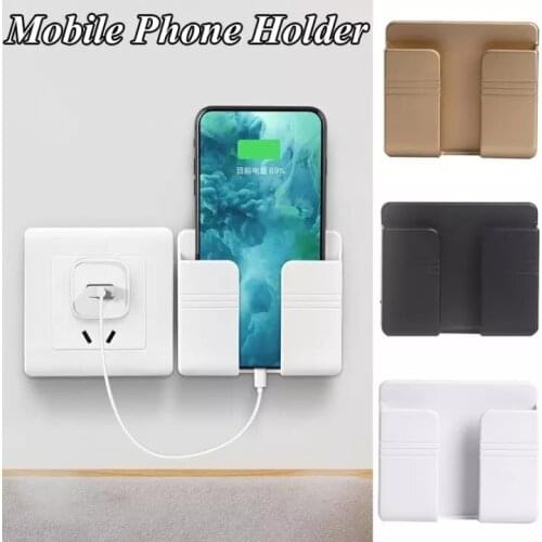 Punch-free Wall-mounted Organizer Storage Box Remote Control Mounted Mobile Phone Plug Wall Holder Charging Multifunction Holder