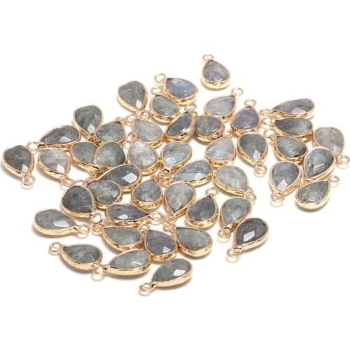 New 5pcs Natural Stone Water Drop Shape Section Flash Labradorite Pendants for Jewelry Making DIY Necklace Size 10x14mm