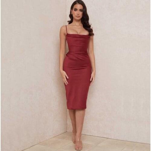 Wholesale Womens Clothing Wine Red Spaghetti Strap Strapless Fashion Boutique Celebrity Cocktail Party Dress