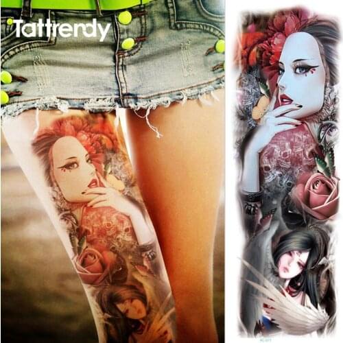Fake Tattoo Temporary Super Large 48*17cm Body Art on leg Arm Flowers Rose Sexy Women Pattern Beauty Tattoos Sticker Waterproof