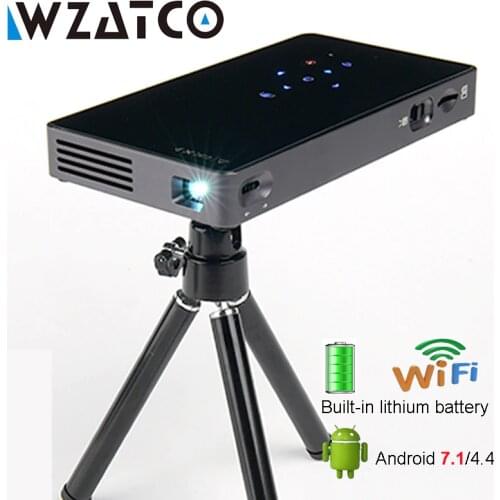 WZATCO CT50S Mini Portable Smart Home Theater Pocket Android 7.1.2 Wifi Mini HD LED Projector For Full HD1080P MAX 4K Projector