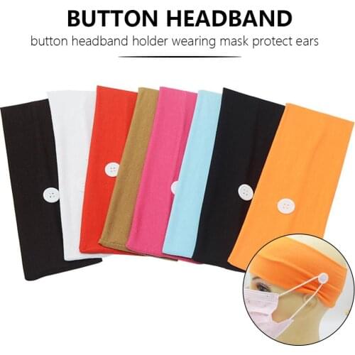 Button Headband Holder Wearing mask Protect Ears Unisex Running Elastic Hair Band Headwear facemask with Button Mask Holder