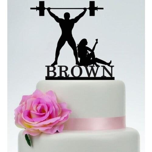 Drunk Bride and Weight lifting Groom, Funny Wedding Cake Topper,Cake Topper With Last Name,Custom Cake Topper,Personalized Cake