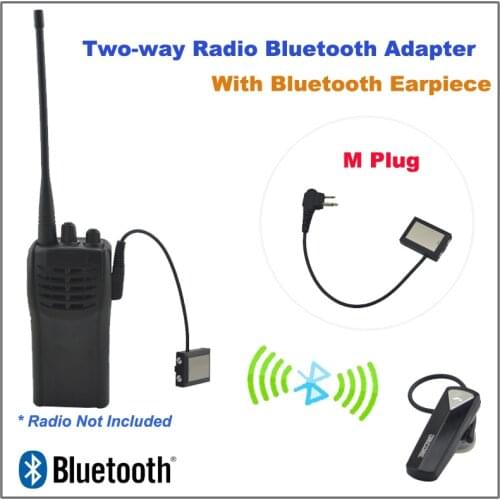 Walkie Talkie Two-way Radio Bluetooth Adapter M Plug W/ Bluetooth Earpiece for Motorola GP300 GP88 GP88S GP3688 CP140 GP3188