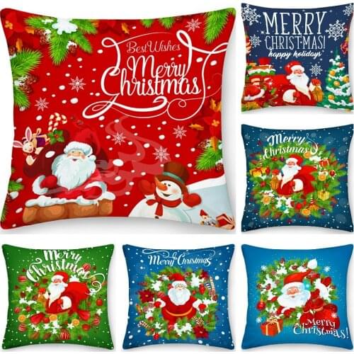 Santa Claus Pillowcase Christmas Sofa Cushion Case Bed Pillow Cover Home Decor Car Cushion Cover Santa Pillow Case 45*45cm