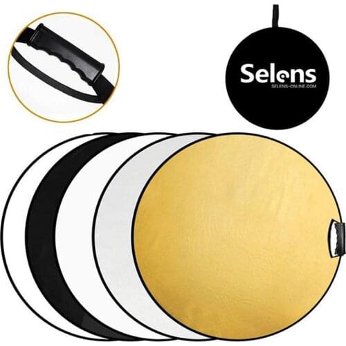 Selens Portable 5-in-1(60cm) Handle Round Reflector Collapsible Multi Disc with Carrying Case for Photography Photo Studio