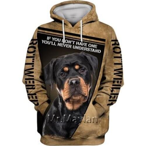 Personality Fashion Animal Rottweiler 3D Print Graphic Hoodie Men/Women Streetwear Oversized 5XL Sweatshirt Harajuku Tops QW-16