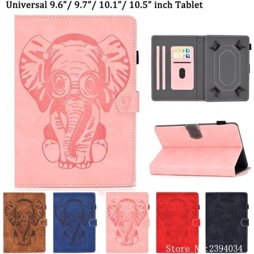 Universal Case For iPad 10.2 2019 Cover for Huawei T3 T5 M5 9.6 9.7 10 10.1 10.5 Inch Tablet Funda Elephant Embossed Stand Shell