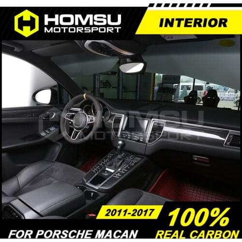 Carbon Fiber Interior Trim For Por-sche Ma-can 95B 2011-2017 Dashboard Kit Door Handle Trim center console cover fit for LHD RHD