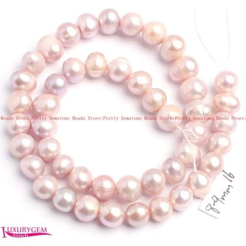 High Quality 8-9mm Light Purple Natural Freshwater Pearl Oval Shape DIY Gems Loose Beads Strand 15" Jewelry Making w4120