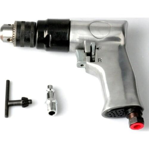 Heavy Duty 3/8-Inch Reversible Pneumatic Drill with 10 Inch Chuck, 1700 rpm, 90 Mpa, for Drilling Wall, Floors and Iron Plates