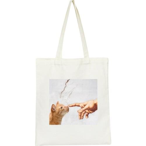 Funny Hand Van Gogh Shopping Bag Graphic Tote Bags Harajuku Shopper Bag Female Eco Large-capacity Bags Women Canvas Shoulder Bag