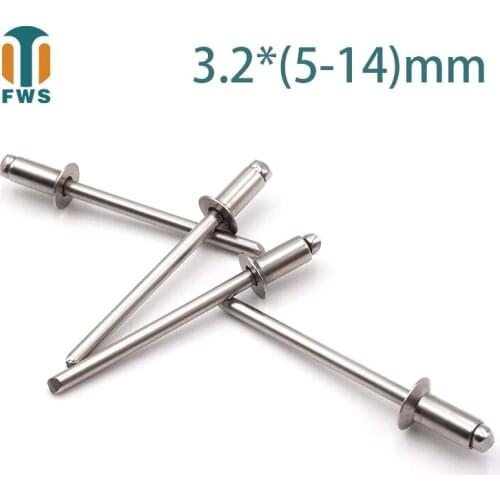 10 PCS M3.2*(5-14)mm Stainless Steel Countersunk Head Break Mandrel Blind Rivet Nail Pop Rivets for Furniture Car Aircraft