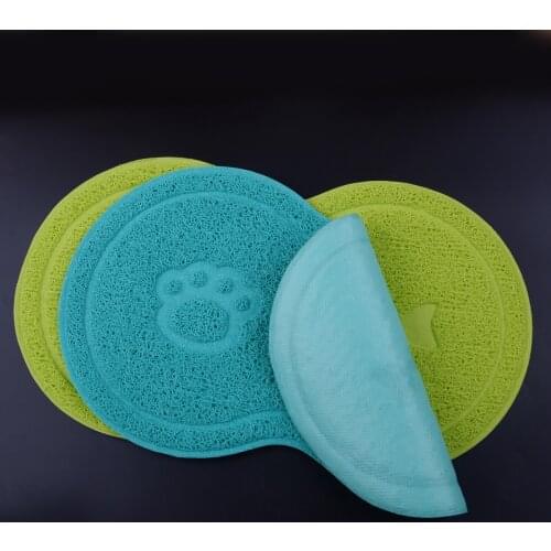 Green/Blue "8" Shape PVC Dog Cat Bowl Mat Pad Feeding Water Food Dish Tray Wipe Clean Floor Placemat