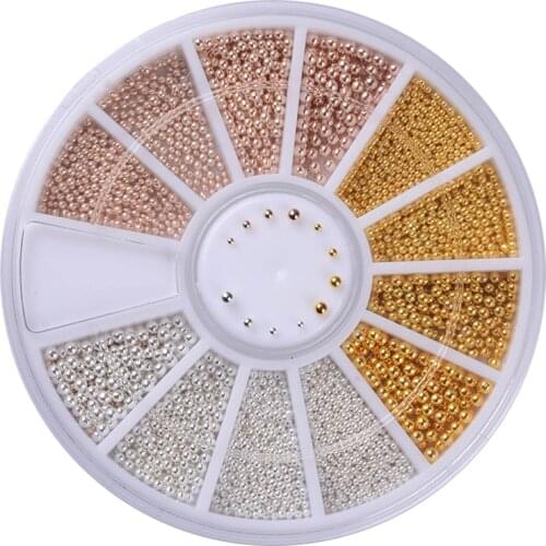 1 Box Nail Art Caviar Beads Tiny Steel Rhinestones Mix Size 3D Nail Jewelry Rose Gold Silver Manicure DIY Decoration Accessories