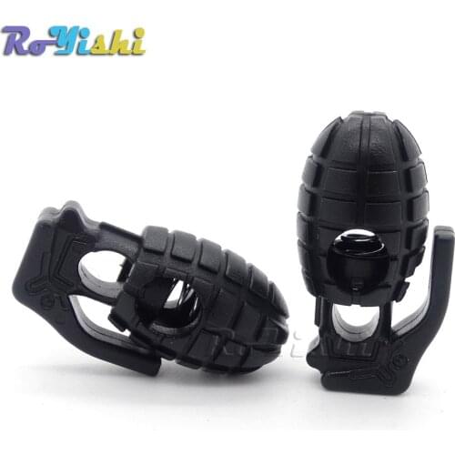 1000pcs/pack Grenade Style Plastic Cord Lock Stopper Black For Paracord/Shoe Lace