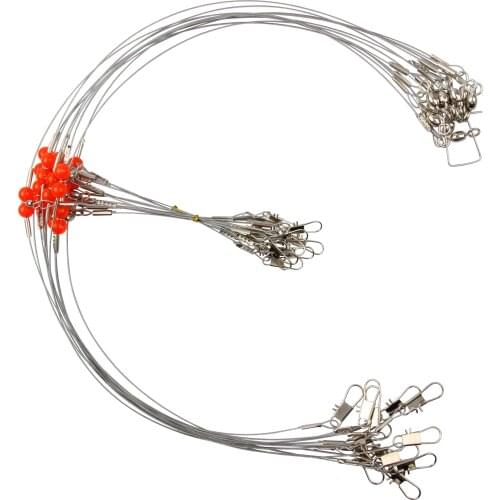 12Pcs/Set 56cm Stainless Steel Fishing Wire Rigs Leader Trace Lure 1RD Steel Wire Leader With Swivel Snap Fishing Line Connector