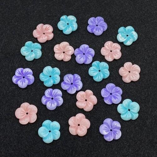 3pcs/bag Exquisite Fashion Shell Flower Bead Pendant Dyed Colorful Carved Blue Purple Necklace Bracelet Earring Accessories