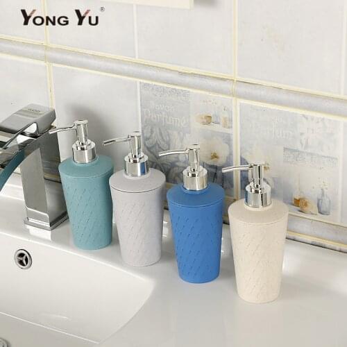320ml Bathroom Soap Dispensers Kitchen Dispenser Wheat Straw Liquid Soap Dispensers Shampoo Shower Gel Holder for Home
