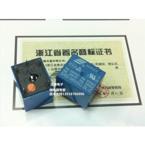 5pcs/lot Relay SRD-6VDC-SL-C 5PIN 10A 250V T73 New and original