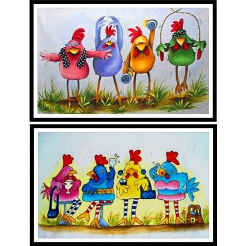 5D DIY Diamonds Painting Animal Four Lovely Chickens Diamond Embroidery Full Square Diamonds Cross Stitch Mosaic Home Decor Gift