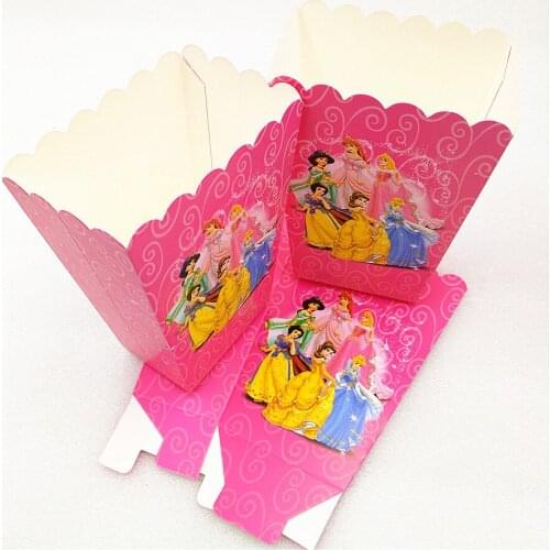 6pcs/lot Ariel/Snow White/Belle/Cinderella/Jasmine/Aurora Six Princess Popcorn Gift Box Birthday Party Supplies Decoration Favor