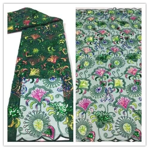 African Lace Fabric 2021 High Quality Lace Embroidered Nigerian SYJ-2986810 Sequin Lace Fabrics French Tulle Lace Fabric