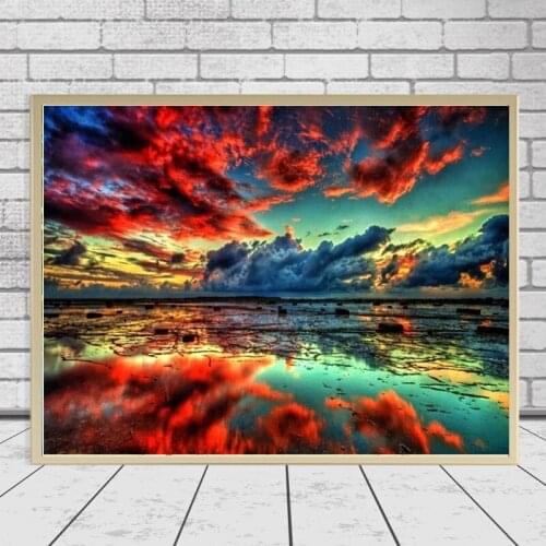 Brand new 5D Diy diamond painting sunset landscape cross stitch square round diamond embroidery home decoration painting