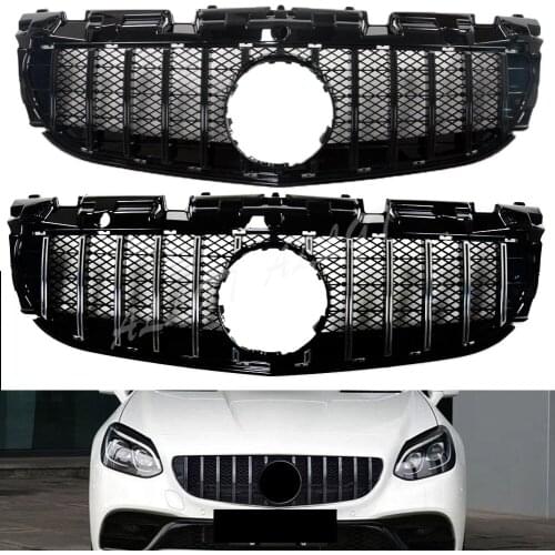 Car Front Racing Grill Billet Upper Facelift Bumper Grille Cover For Mercedes-Benz SLC-Class R172 2016 2017 2018 2019 2020 GTR