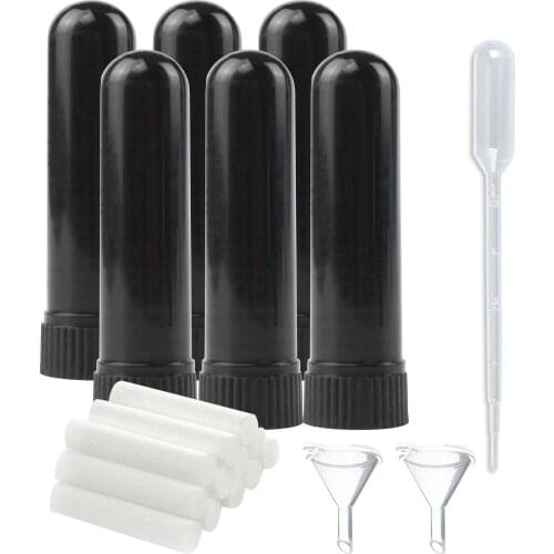 Free shipping 50pcs/lot Black Nasal Inhaler Aromatherapy diffuser, plastic Nasal Inhaler tube with high quality cotton wicks