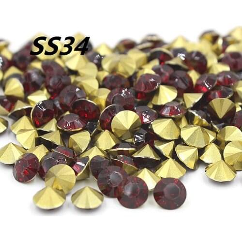 Free shipping New SS34 7mm 72pcs Dark red Resin rhinestones Pointback,Pointed back Resin Stones for DIY Decoration