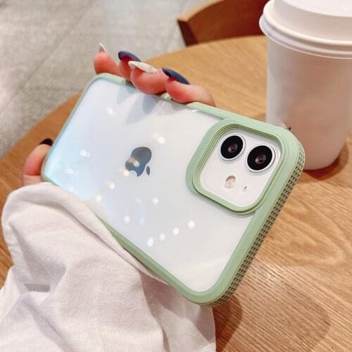 LOVECOM Candy Color Frame Phone Case For iPhone 11 12 Pro Max XS Max X XR 12 Mimi Soft Acrylic Shockproof Clear Protector Cover