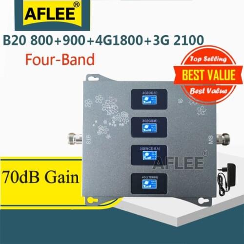 B20 800 900 1800 2100mhz Four-Band 4G Mobile Signal Booster 4G Cellular Amplifier 2G 3G 4G GSM Signa Repeater GSM DCS WCDMA LTE