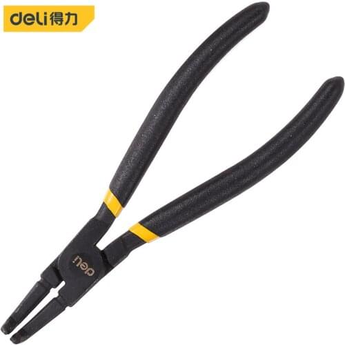 Deli Professional 7 Inches Inside Bending Circlip Pliers External Bend Clamp Point Shaft Snap Ring Bent Nose Repair Hand Tools