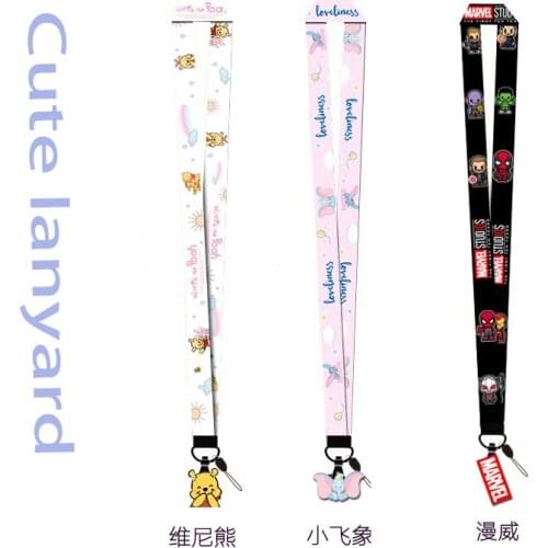 Disney Minnie Mickey anime mobile phone card holder lanyard men and women and children cute hanging neck pendant badge lanyard