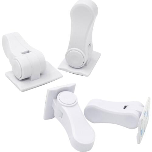 Door lock 4 pieces of 180 degree revolving door lock with adhesive, anti-theft lock childrens bedroom / bathroom / decent