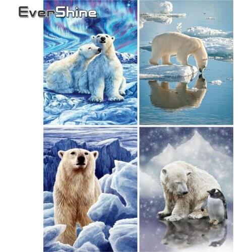 EverShine 5D DIY Diamond Painting Bear Cross Stitch Diamond Embroidery Animal Picture Rhinestones Handmade Art Wall Decoration