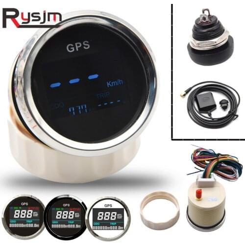 52mm Mini Motorcycle GPS Speedometer Odometer for motorcycles Boat Car Speed Gauges +GPS Antenna Speed Sensor fit Auto Truck